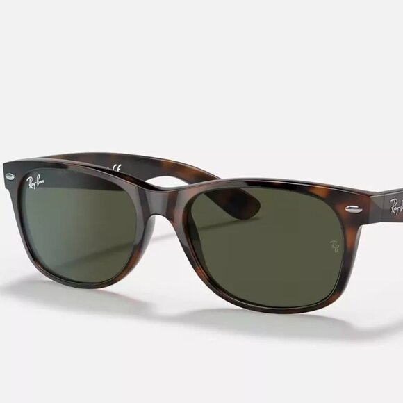 Ray-Ban RB2132 New Wayfarer Sunglasses Tortoise / Green G-15 - Picture 1 of 3